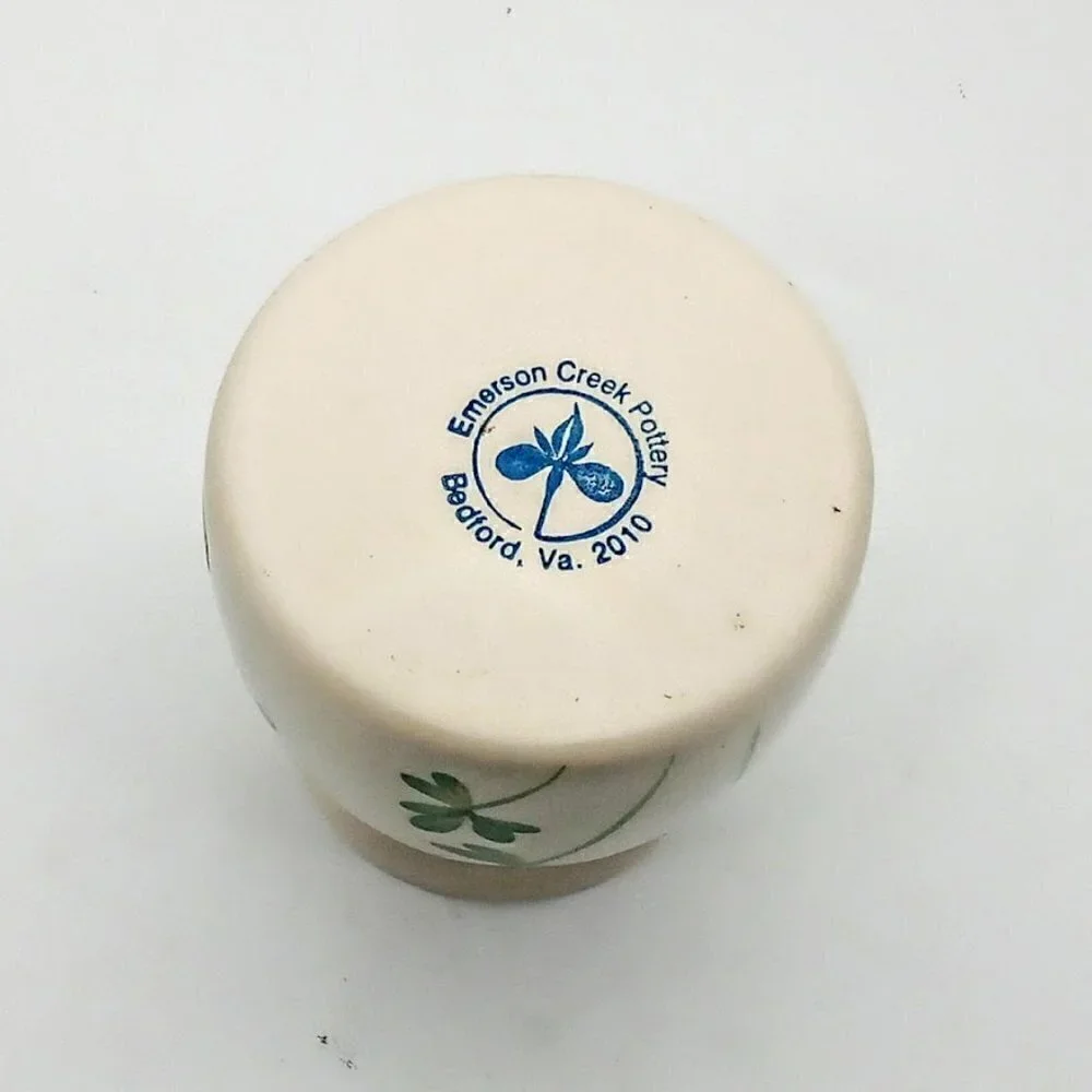 Emerson Creek Pottery Hand-Painted Green Leaf Ceramic Sugar Jar